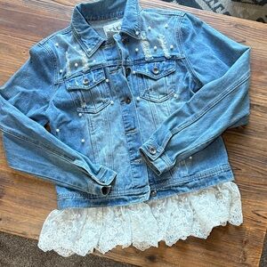 Live a Little Blue Denim Jacket with Lace Detail